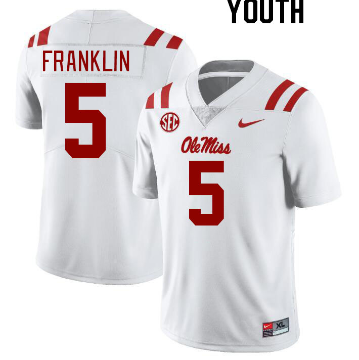 Youth #5 Zakhari Franklin Ole Miss Rebels College Football Jerseyes Stitched Sale-White